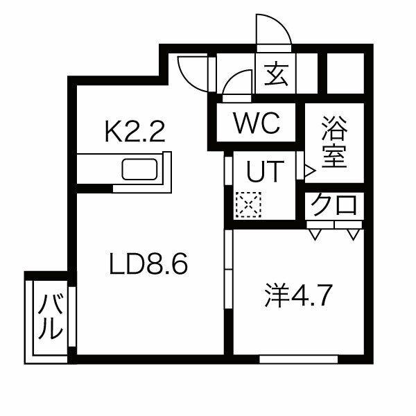 スリーナインXY(1LDK/1階)の間取り写真