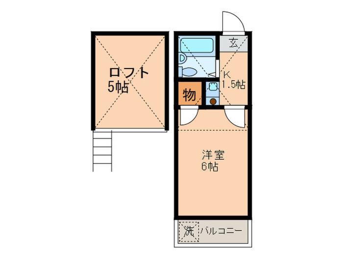 第5ハイツ春野(1K/2階)の間取り写真