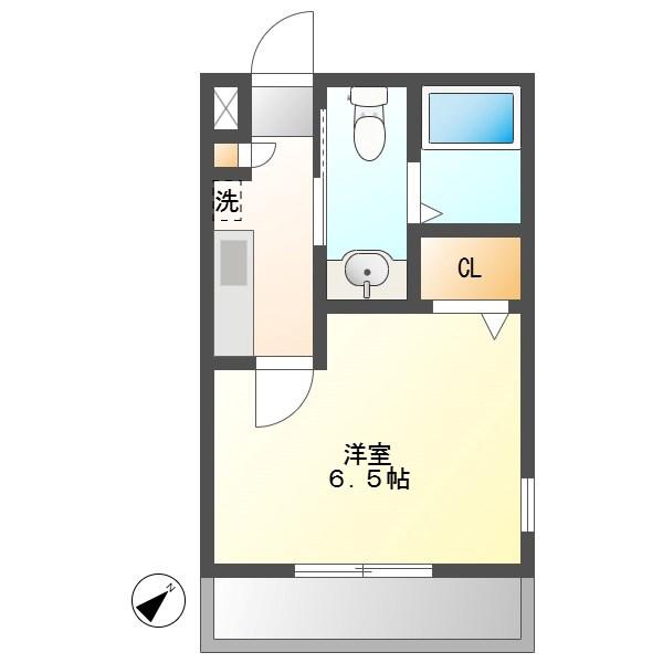 シャトーレ花水木(1K/2階)の間取り写真