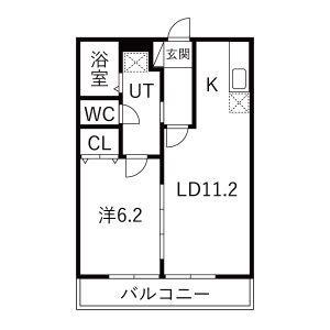 リブエステート井田(1LDK/2階)の間取り写真