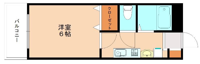 ＪＲ鹿児島本線 赤間駅 徒歩2分 3階建 築10年(1K/2階)の間取り写真