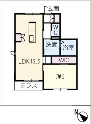 グラツィオーソ一宮富士(1LDK/1階)の間取り写真
