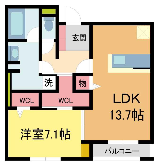 GREENPALACE樋之池(1LDK/2階)の間取り写真