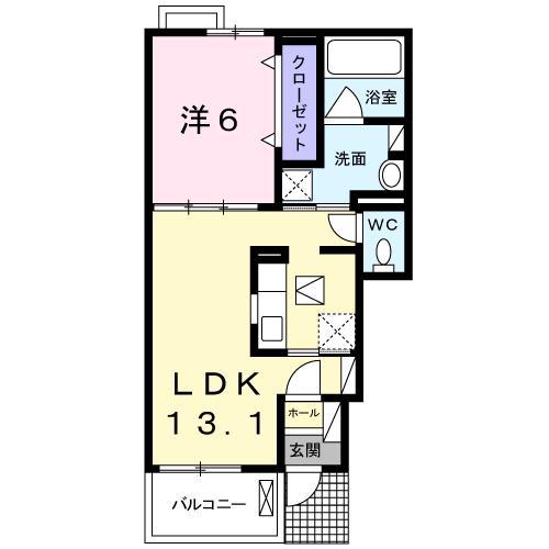 エスペランサA(1LDK/1階)の間取り写真