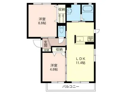 SMELL SWEET(2LDK/2階)の間取り写真