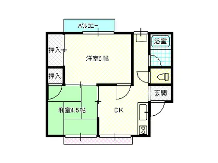 グリーンハイツ(2DK/2階)の間取り写真