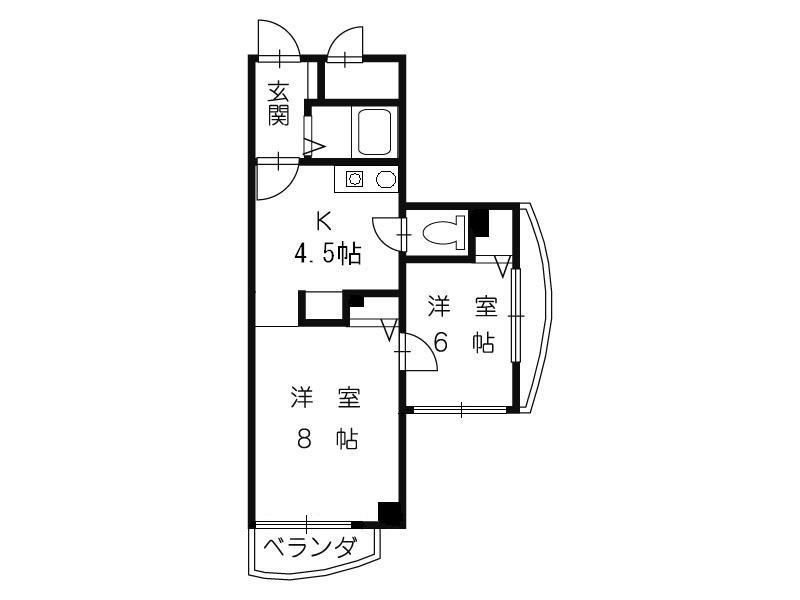 センターイン伊勢町(2K/3階)の間取り写真