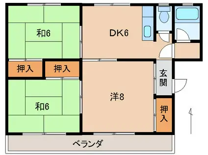 コーポ朝倉(3DK/2階)の間取り写真