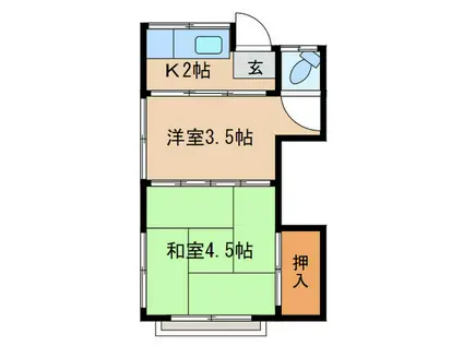 HARAアパート(2K/2階)の間取り写真