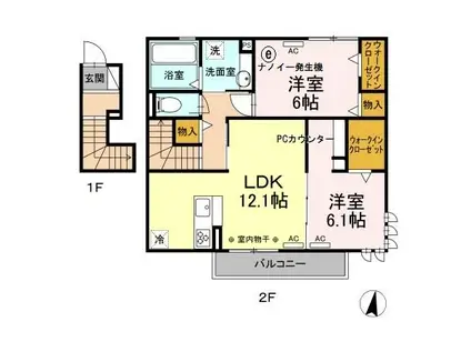 メゾンイナバ・T(2LDK/2階)の間取り写真