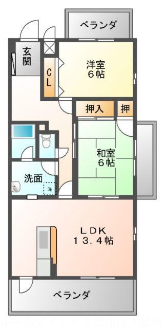 リベルテONE(2LDK/5階)の間取り写真