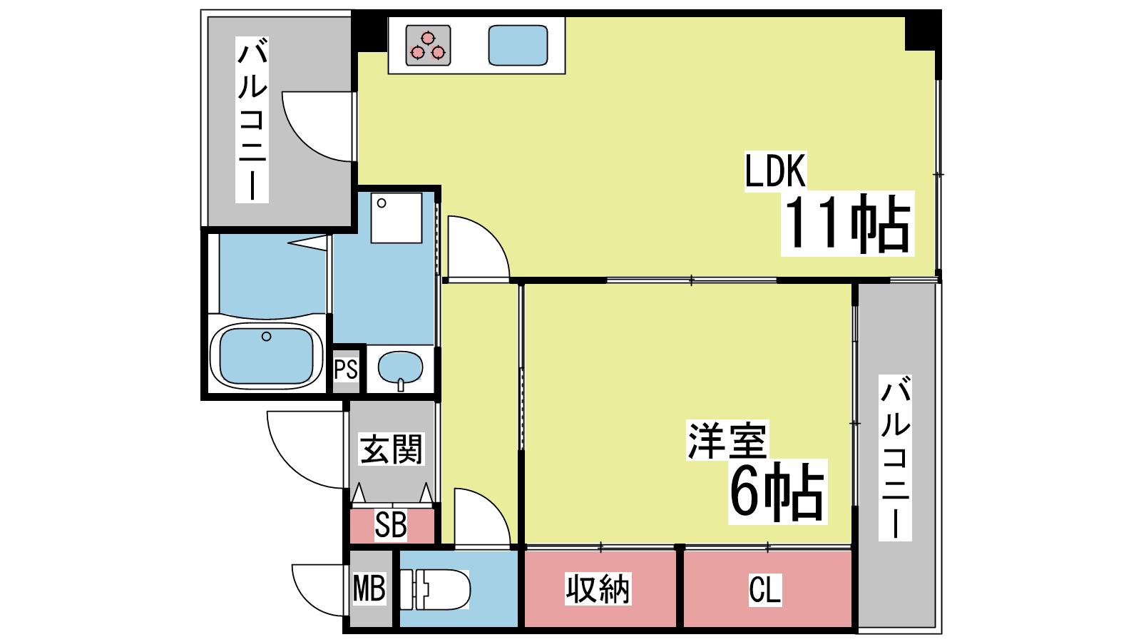 クルビス御影(1LDK/2階)の間取り写真