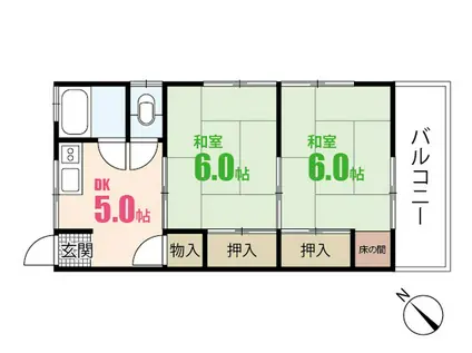 藤沢アパート(2DK/2階)の間取り写真