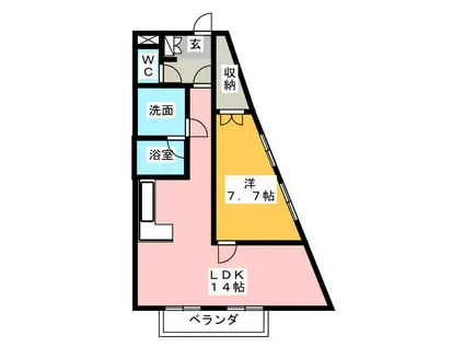 ボーダレス21(1LDK/2階)の間取り写真