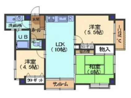 ロイヤルリージェント(3DK/4階)の間取り写真