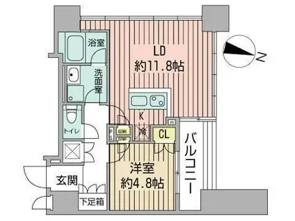 ラフィネタワー札幌南3条(1DK/3階)の間取り写真