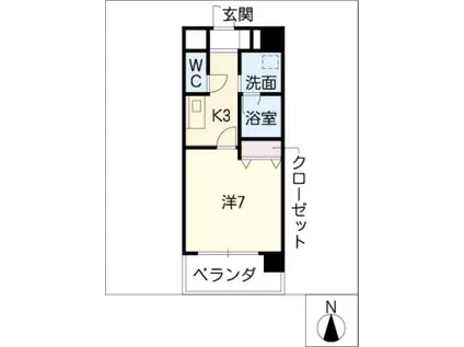 スカイフラット名古屋(1K/3階)の間取り写真