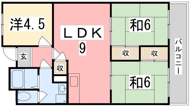 外堀川マンション(3LDK/3階)の間取り写真