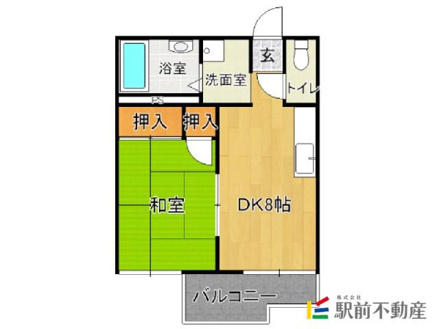 轟木ハイツD(1DK/1階)の間取り写真