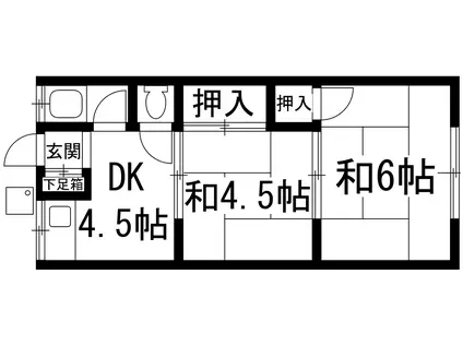 松ヶ丘ハイツ(2DK/2階)の間取り写真