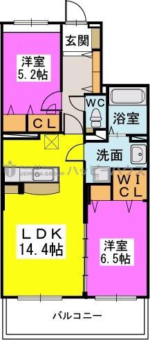 フェリオ イーストI(2LDK/5階)の間取り写真