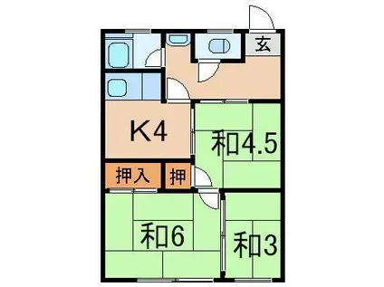 第二光栄荘(3K/2階)の間取り写真
