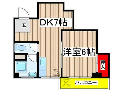 秀和マンション(1DK/2階)の間取り写真