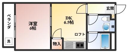 ウィンディ蛍池(1DK/3階)の間取り写真