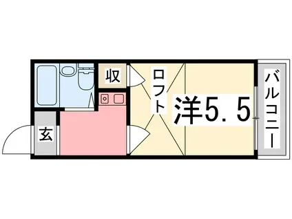 コスモス伊伝居(1K/1階)の間取り写真