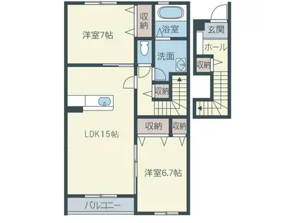 グランリヴェールカメリア(2LDK/2階)の間取り写真