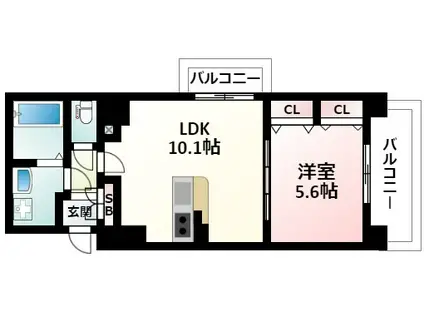 ノルデンハイム江坂II(1LDK/11階)の間取り写真