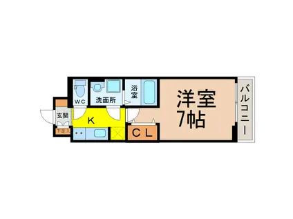 ジェルメ大喜新町II(1K/2階)の間取り写真