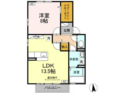 リビングタウン飯岡新田II(1LDK/2階)の間取り写真