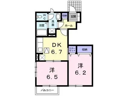 アンソレーユ大喜多 II(2DK/1階)の間取り写真