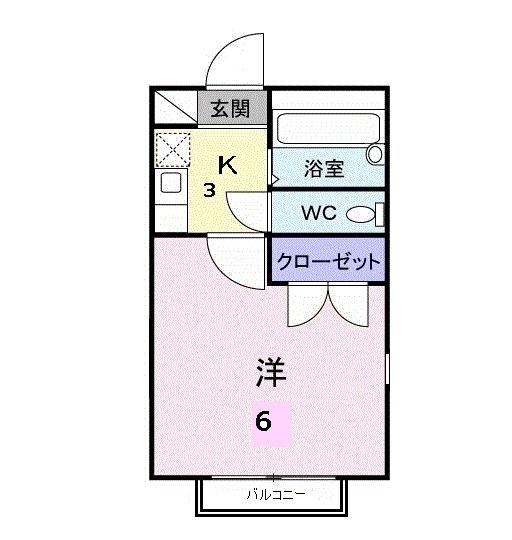 ベウラハイツ(1K/2階)の間取り写真