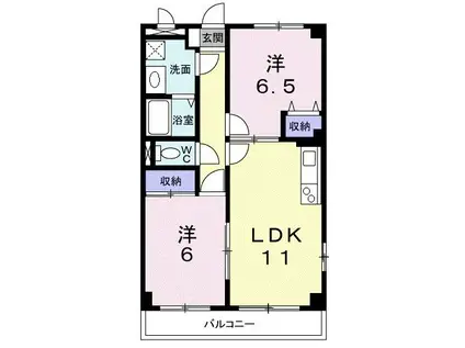 アンソレイエ(2LDK/2階)の間取り写真