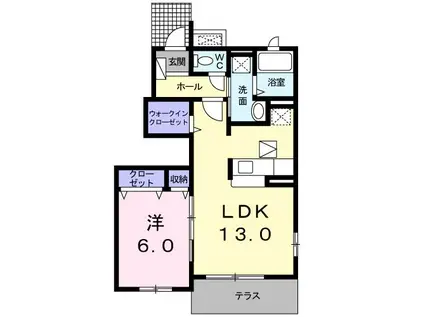 サニーレジデンス西三国E(1LDK/1階)の間取り写真