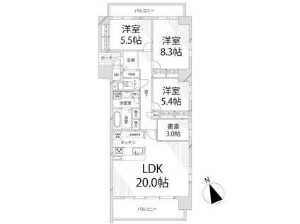 キャッスルコート飾磨(4LDK/8階)の間取り写真