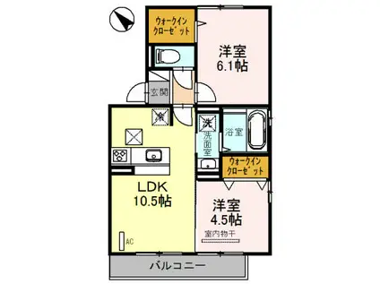 D-ROOM三苫Ⅱ(2LDK/1階)の間取り写真