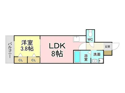 サンクレシア戸畑駅前(1LDK/4階)の間取り写真