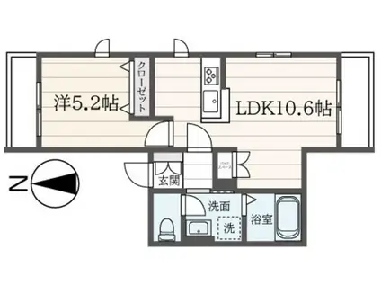 パークサイド芦花(1LDK/1階)の間取り写真