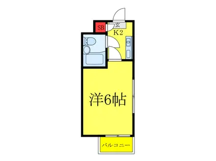 カーサ那須野(1K/2階)の間取り写真