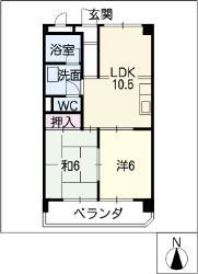 アモール高針(2LDK/3階)の間取り写真