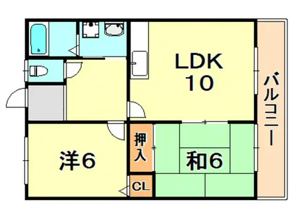 メイゾーン霞ヶ丘F棟(2LDK/2階)の間取り写真