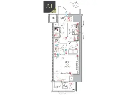 クレヴィスタ横浜関内(1K/9階)の間取り写真