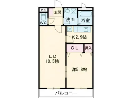 リバーウエスト壱番館(2K/3階)の間取り写真