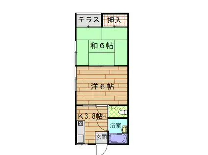 レジデンスオークラ A202(2DK/2階)の間取り写真