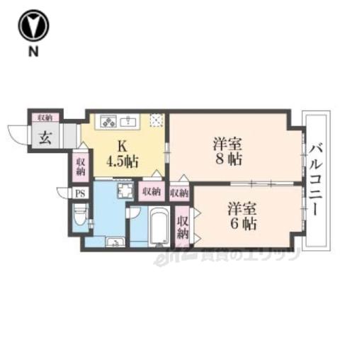 CASA花車(2DK/5階)の間取り写真