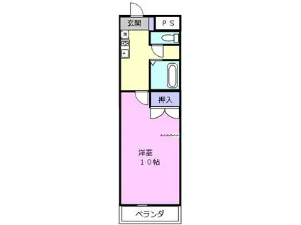 KURIMAマンション(1K/4階)の間取り写真