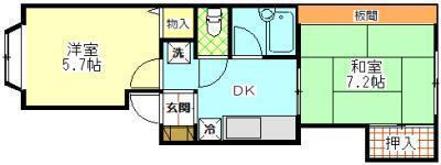 アーバンハイツ港南C(2K/1階)の間取り写真